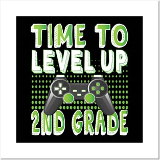 Time To Level Up 2nd Grade Kids Video Game Theme Party design Posters and Art